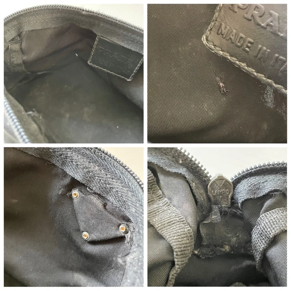 Prada black nylon gold triangle logo zip pouch - Picture 7 of 10